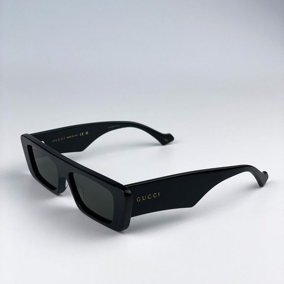 🔥Gucci GG1331S 001 Sunglasses Black Grey Rectangle Unisex - Picture 9 of 12